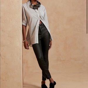 Banana Republic high rise skinny coated black jean